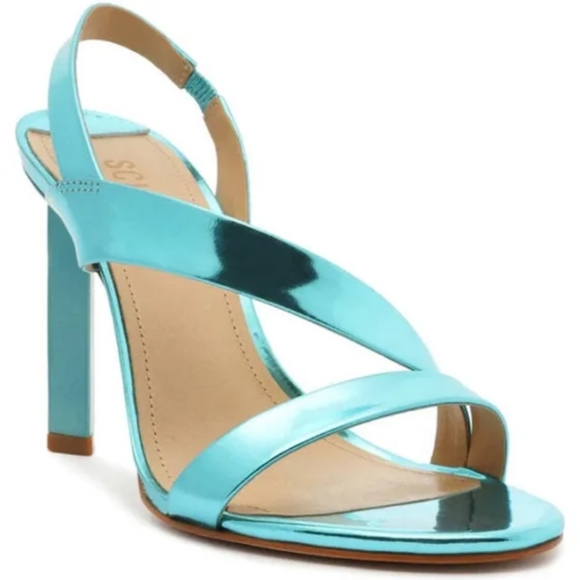 New Schutz Kelly blue metallic heels.